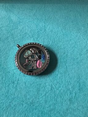 Origami Owl Silver Floating Locket with Blue Accent